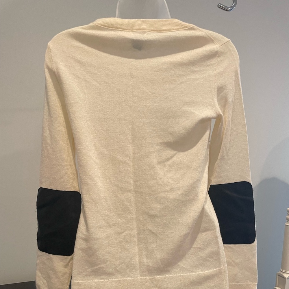 J Crew Vegan Leather-Patch Charley Sweater